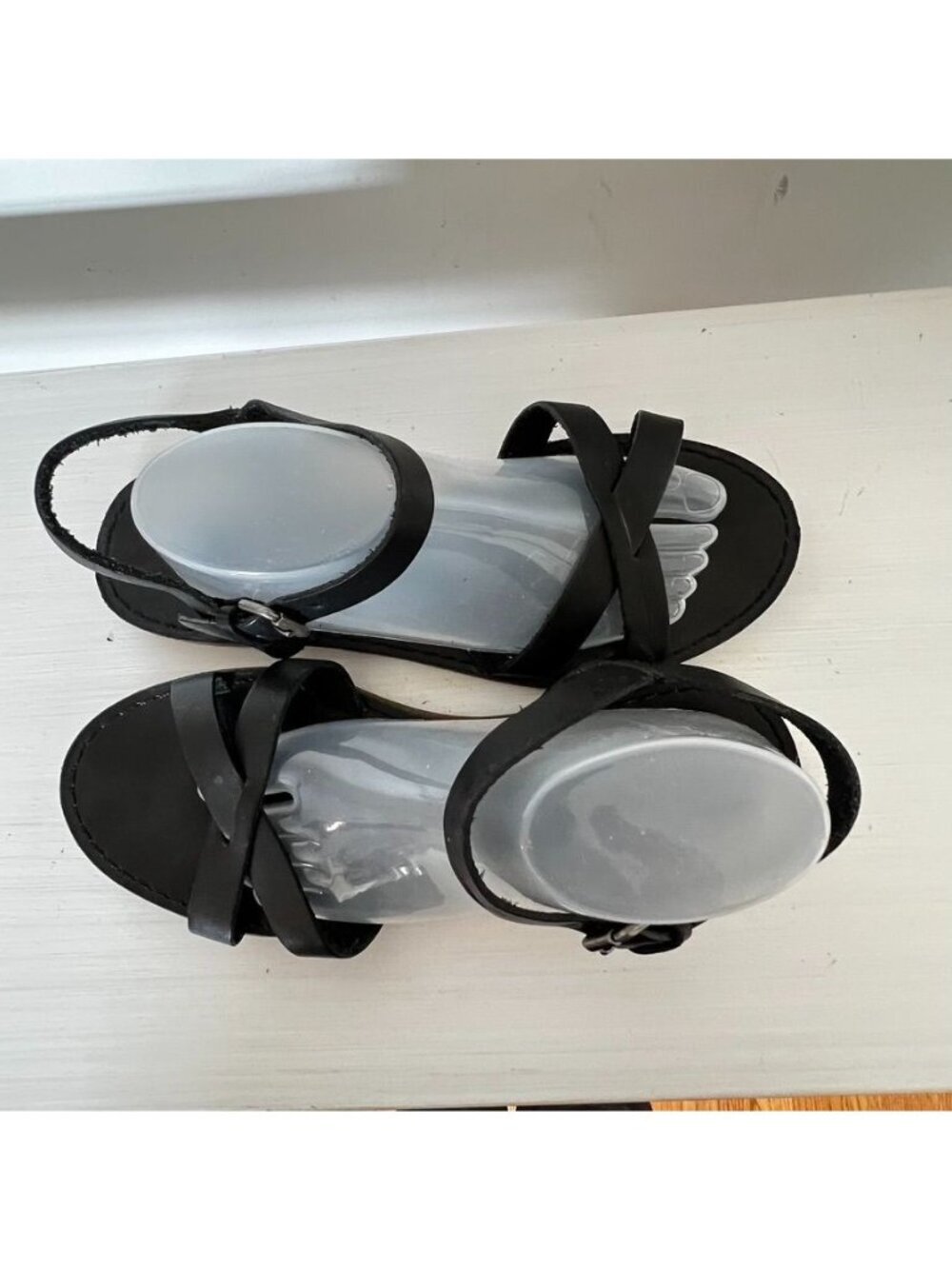 Madewell Black Leather Crisscross Sandals Ankle Strap Size 7 Boho Minimalist - Picture 6 of 8